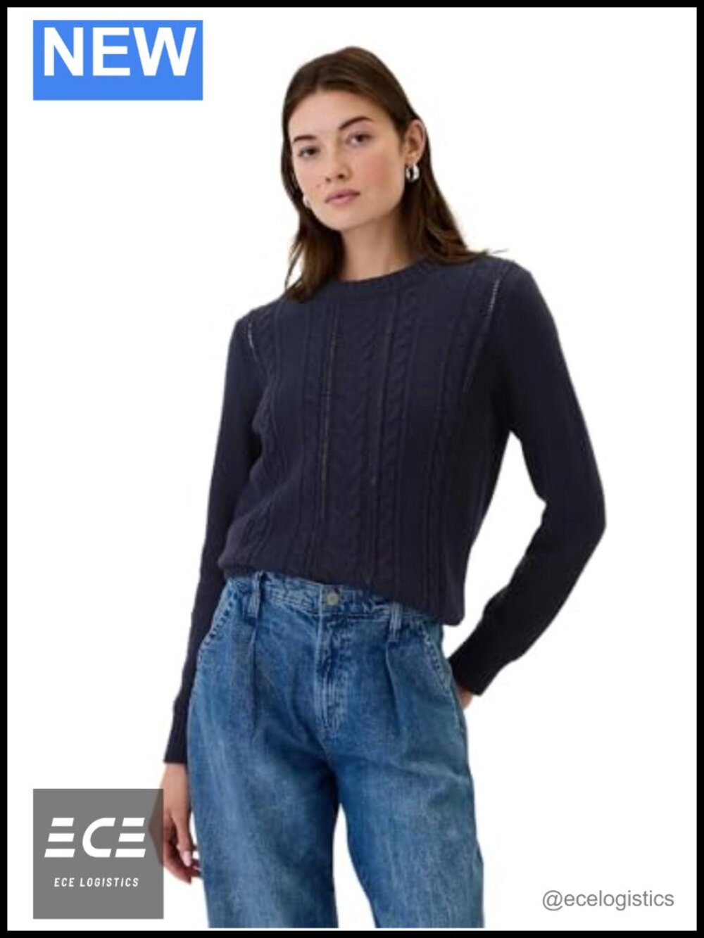 Cable Knit Crewneck Pullover Sweater Long Sleeve Regular Fit